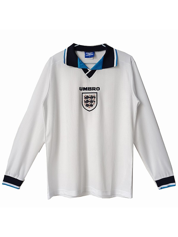 England maglia da calcio da uomo a maniche lunghe retrò da casa dell'Inghilterra prima maglia da calcio sportiva da uomo del 1996